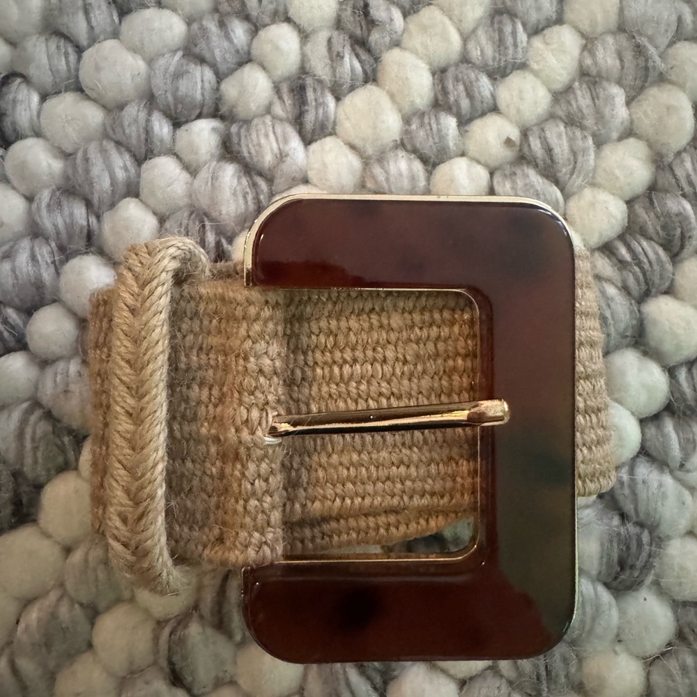Zara Tan Woven Belt with Dark Brown Buckle